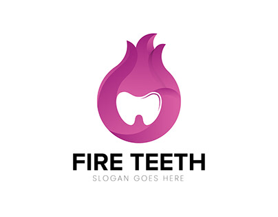 Dental with fire logo design