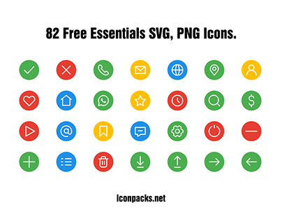 82 Free Essentials SVG, PNG Icons
