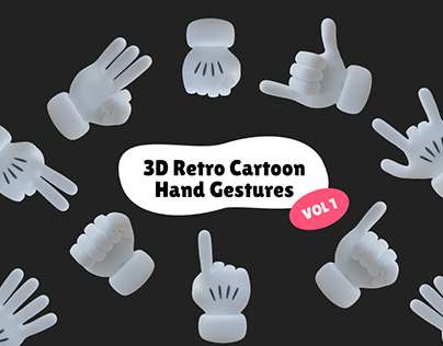 FREE 3D Retro Cartoon Hand Gestures - Vol. 1