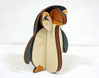 Penguin - Wood Postcard