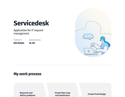 Servicedesk, UX/UI design for it request management app