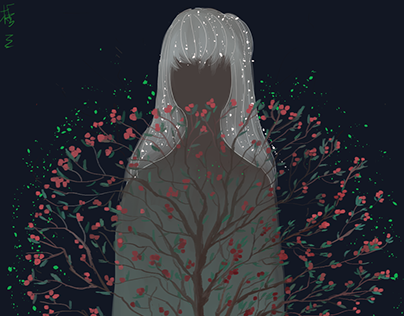 Girl with a cherry tree