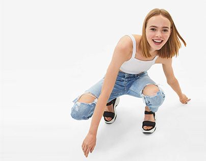 Ripped jeans with laser print for BERSHKA SS19
