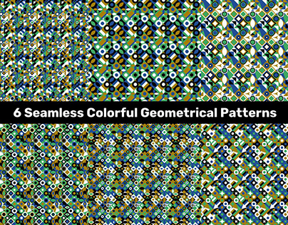 6 Seamless Colorful Geometrical Patterns