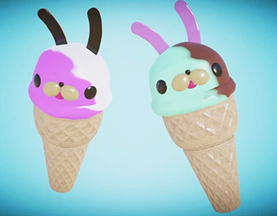 helados conejos 3d