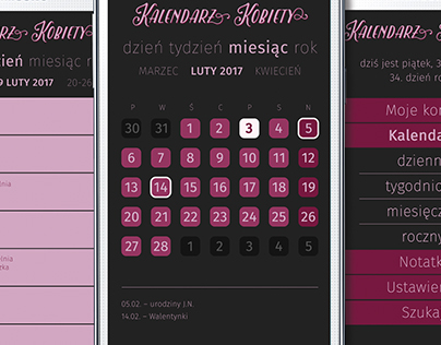 Aplikacja mobilna - Kalendarz Kobiety