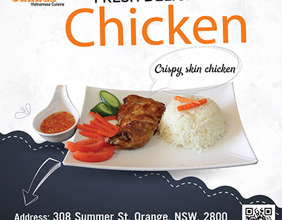 Food menu Chicken Cripy skin PHO Orange