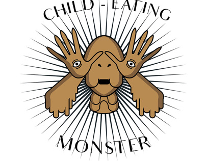 illustration of child eating monster
