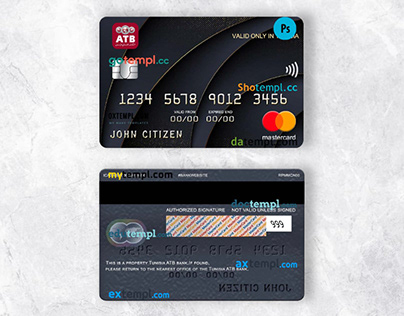Tunisia ATB bank mastercard template