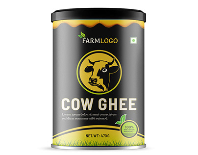 Cow butter ghee label sticker packaging design.