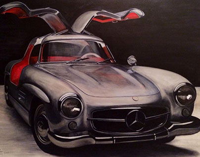 Mercedes 300SL Roadster 1956/Acrylic Painting On Canvas
