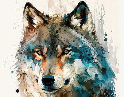 Watercolor Animal Series - Wolf