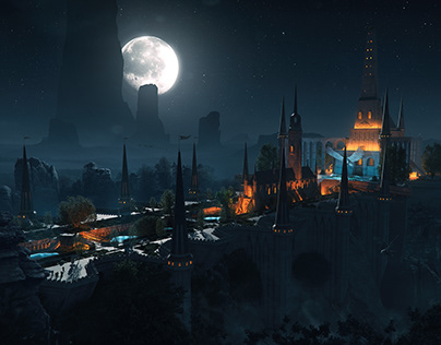 Abbey of the Skies at Night
