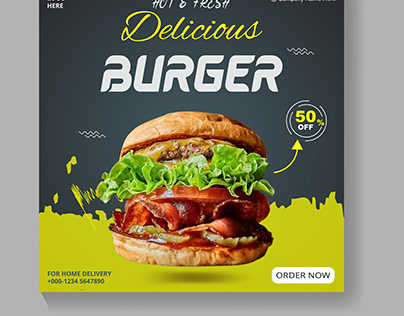 Burgers restaurant flyer square