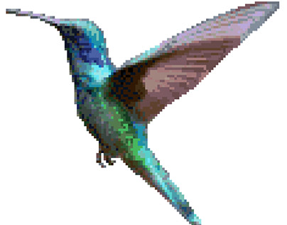 Pixel art style hummingbird