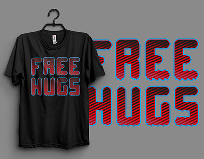 Typography T-shirt Design. Free Hugs T-shirt Design.