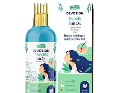 Hair Oil Packaging design ayurvedic organic oil