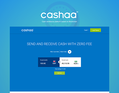 Cashaa - Cash Transfer Platform - UX/UI Design