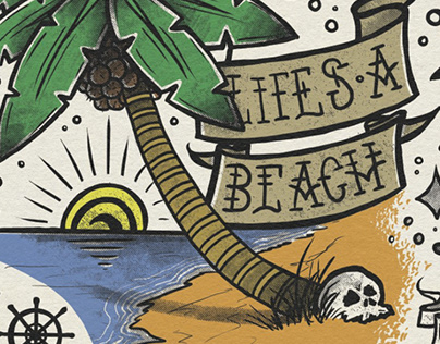 Life's a Beach Tattoo Sheet
