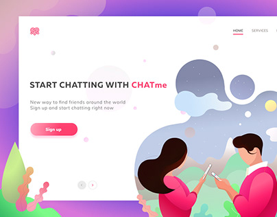 Website for CHATme. Illustrations made by me