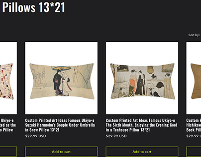Custom Printed Ukiyo-e Pillows