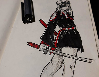 Ink sketch of senshi lady