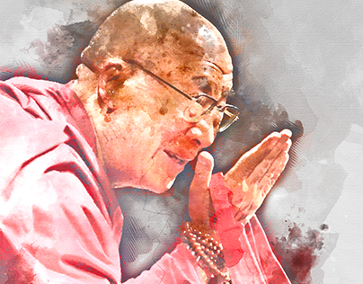 Water Color Effect - Dalai Lama