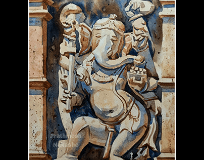 Ancient Ganesha watercolor series