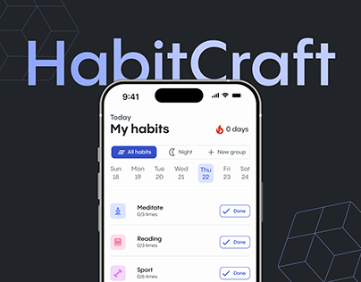 HabitCraft Habit Tracking App - UI/UX design