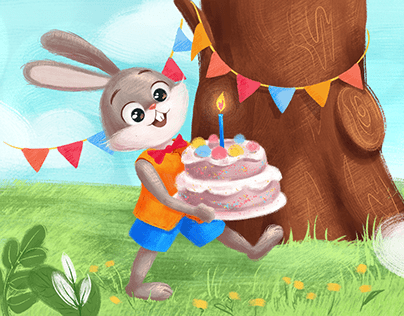 Children's book "Bunny's Birthday" - Count to 5