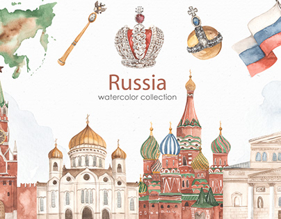 Russia watercolor collection