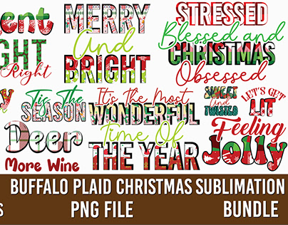 Buffalo Plaid Christmas Sublimation Bundle