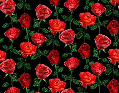 Belle - Red Roses on Black for Patternbank