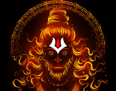 Lord Hanuman Black And White Logo Image | Artificial Design