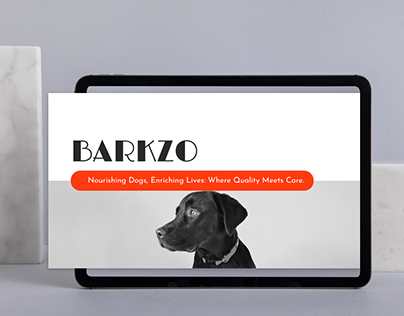 Pitch Deck Slides Templates for dog food brand "Barkzo"