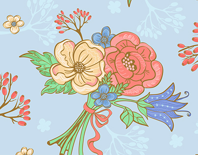 Decorative floral seamless patterns