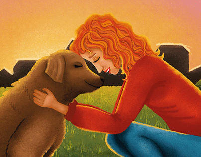 Illustrations for a children's book about a brave dog