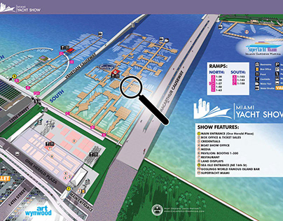 Illustrated Maps for Boat Shows in Miami