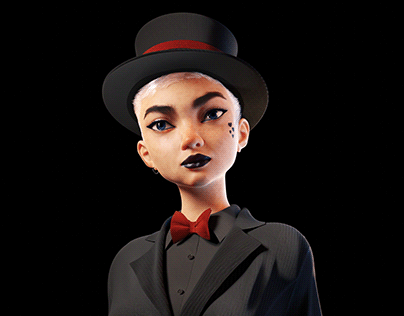 Gangster girl stylized character