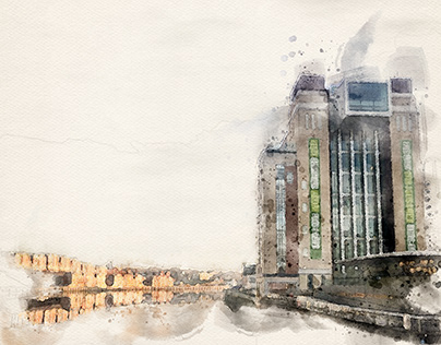 Newcastle Quayside - Digital Watercolour