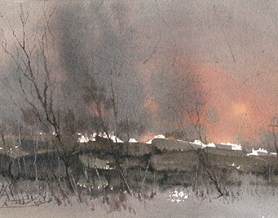 frosty evening / watercolour