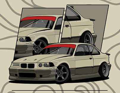 BMW E36 JDM style illustration