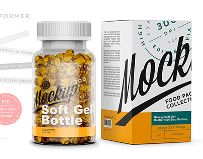 Glossy Soft Gel Bottle with Box Mockup