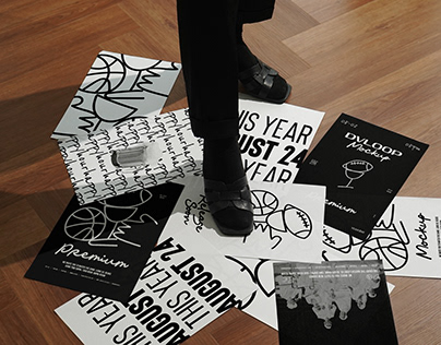 A4 POSTERS on the FLOOR MOCKUP