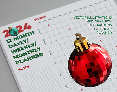 Vector illustration/Calendar/Planner2024/New Year