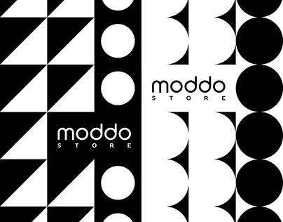 Moddo Store. Logodesign and geometric branded pattern