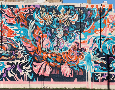 "The Goddess of the Ocean" mural in Rahway, NJ