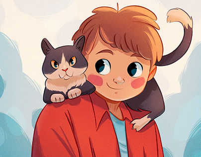 The boy and his cat