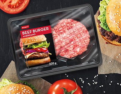 Rimi Private label burger packaging design