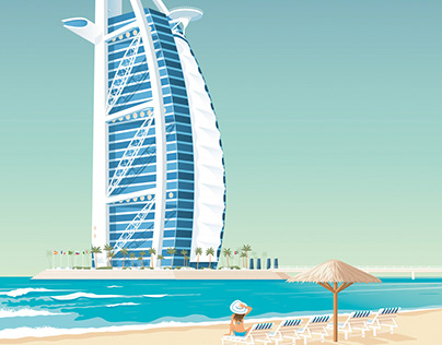 Dubai United Arab Emirats Retro Travel Poster